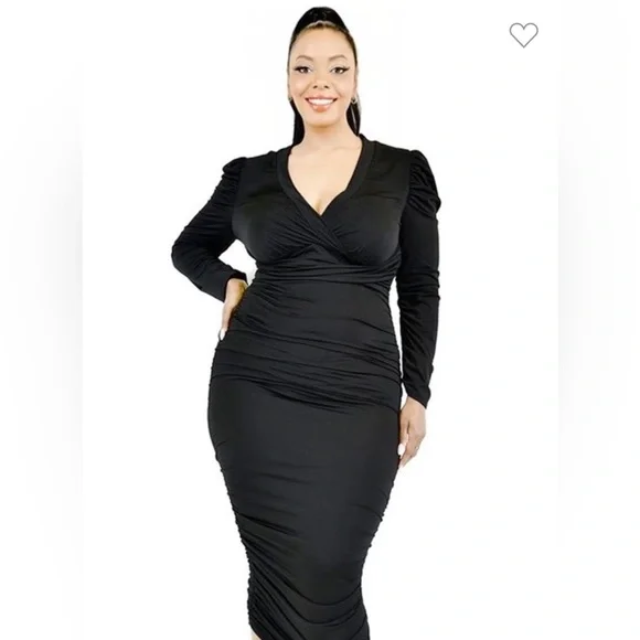 black bodycon dress sale Cleo | Black Bodycon Midi Dress With Mesh Sleeves main image 0